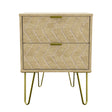Hong Kong 2 Drawer Bedside Cabinet with Gold Legs - Welcome Furniture