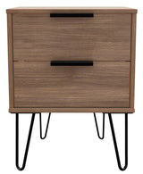 Hong Kong 2 Drawer Bedside Cabinet with Hairpin Legs - Welcome Furniture