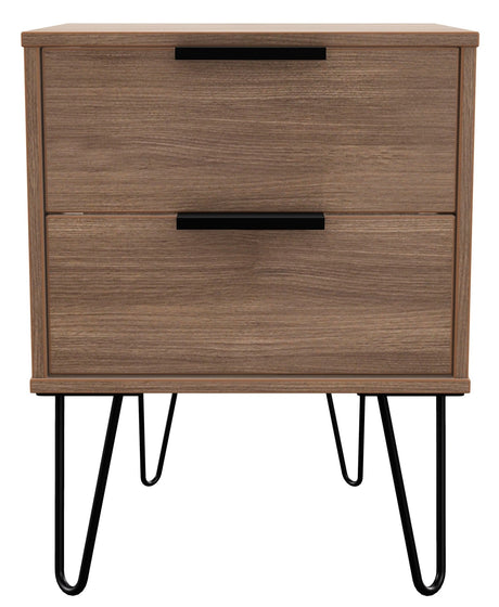 Hong Kong 2 Drawer Bedside Cabinet with Hairpin Legs - Welcome Furniture