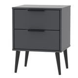 Hong Kong 2 Drawer Bedside Cabinet with Scandinavian Dark Legs - Welcome Furniture