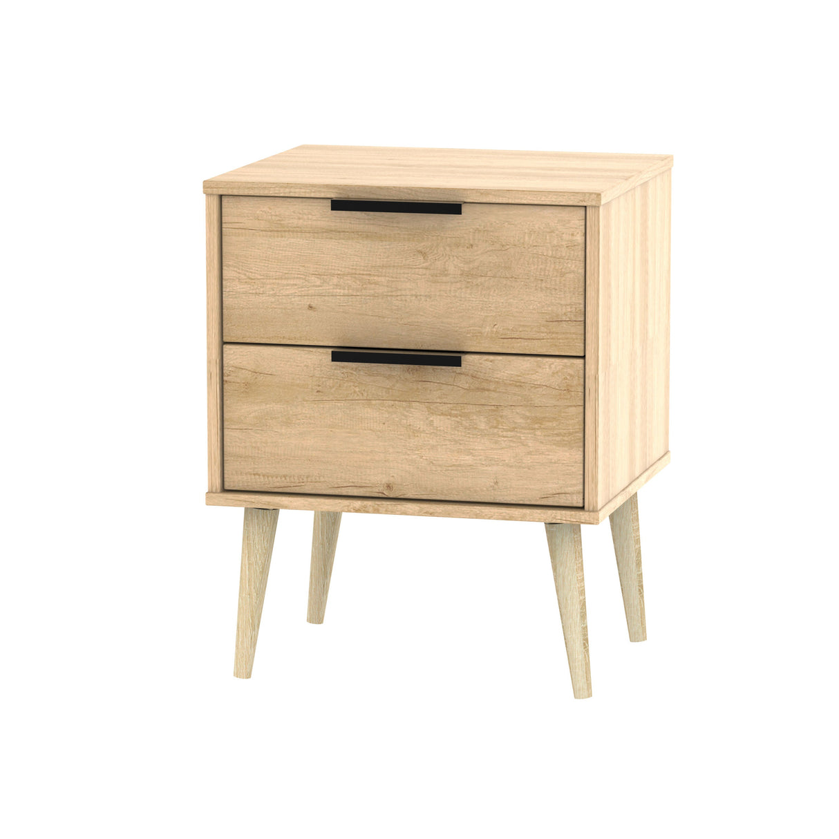 Hong Kong 2 Drawer Bedside Cabinet with Scandinavian Light Legs - Welcome Furniture