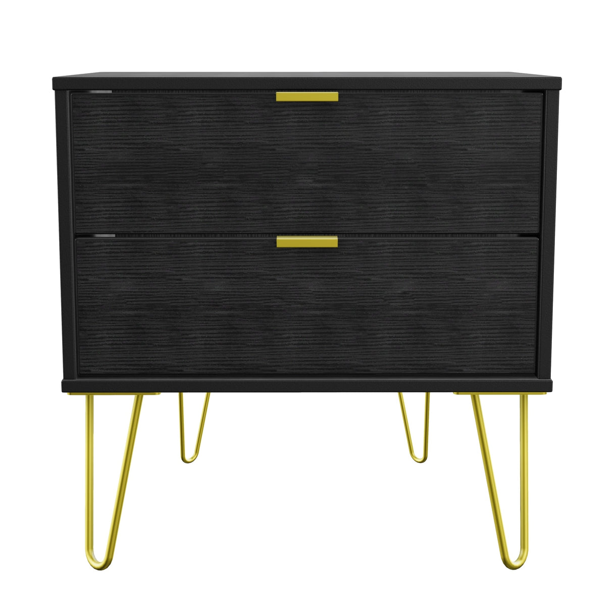 Hong Kong 2 Drawer Midi Chest with Gold Hairpin Legs - Welcome Furniture