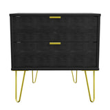 Hong Kong 2 Drawer Midi Chest with Gold Hairpin Legs - Welcome Furniture