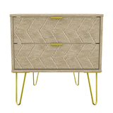 Hong Kong 2 Drawer Midi Chest with Gold Hairpin Legs - Welcome Furniture