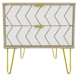 Hong Kong 2 Drawer Midi Chest with Gold Hairpin Legs - Welcome Furniture