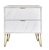 Hong Kong 2 Drawer Midi Chest with Gold Hairpin Legs - Welcome Furniture