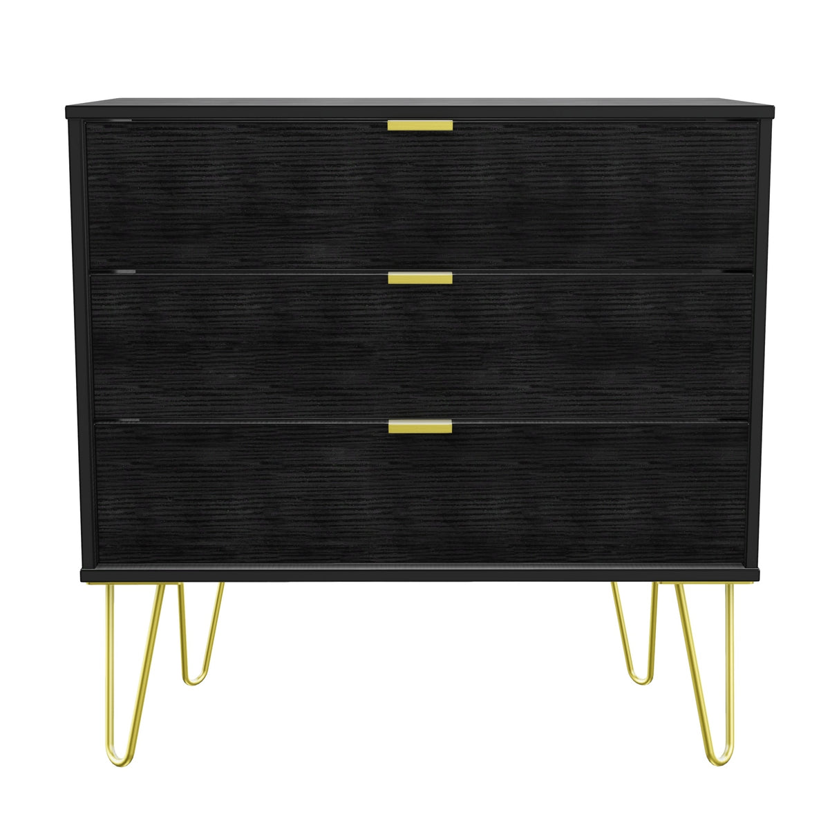 Hong Kong 3 Drawer Chest with Gold Hairpin Legs - Welcome Furniture