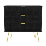 Hong Kong 3 Drawer Chest with Gold Hairpin Legs - Welcome Furniture