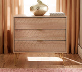 Hong Kong 3 Drawer Chest with Gold Hairpin Legs - Welcome Furniture