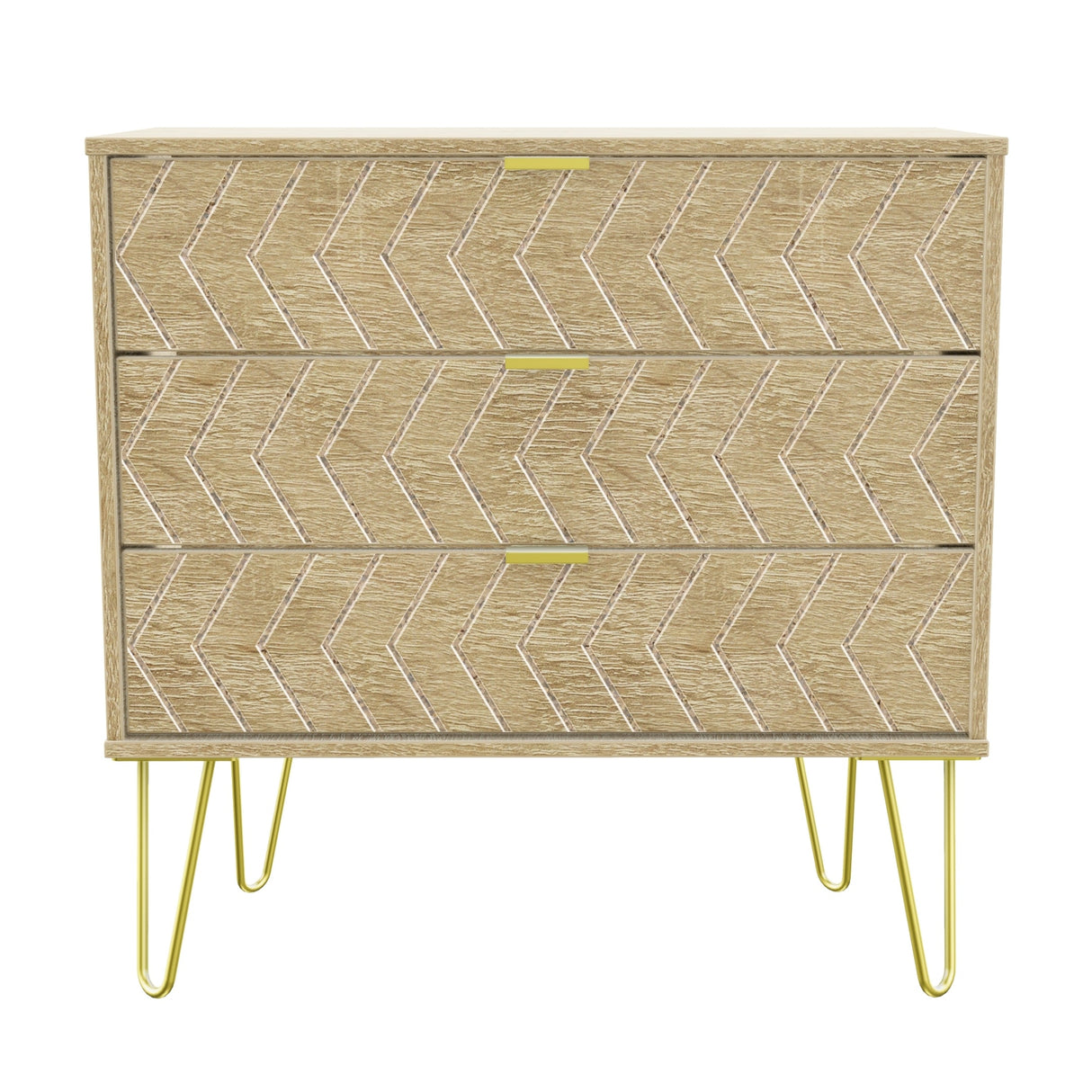 Hong Kong 3 Drawer Chest with Gold Hairpin Legs - Welcome Furniture