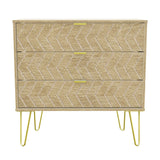 Hong Kong 3 Drawer Chest with Gold Hairpin Legs - Welcome Furniture