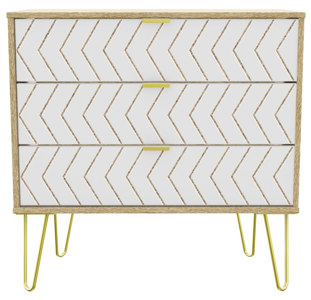Hong Kong 3 Drawer Chest with Gold Hairpin Legs - Welcome Furniture