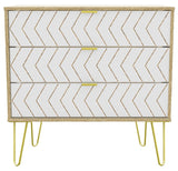 Hong Kong 3 Drawer Chest with Gold Hairpin Legs - Welcome Furniture