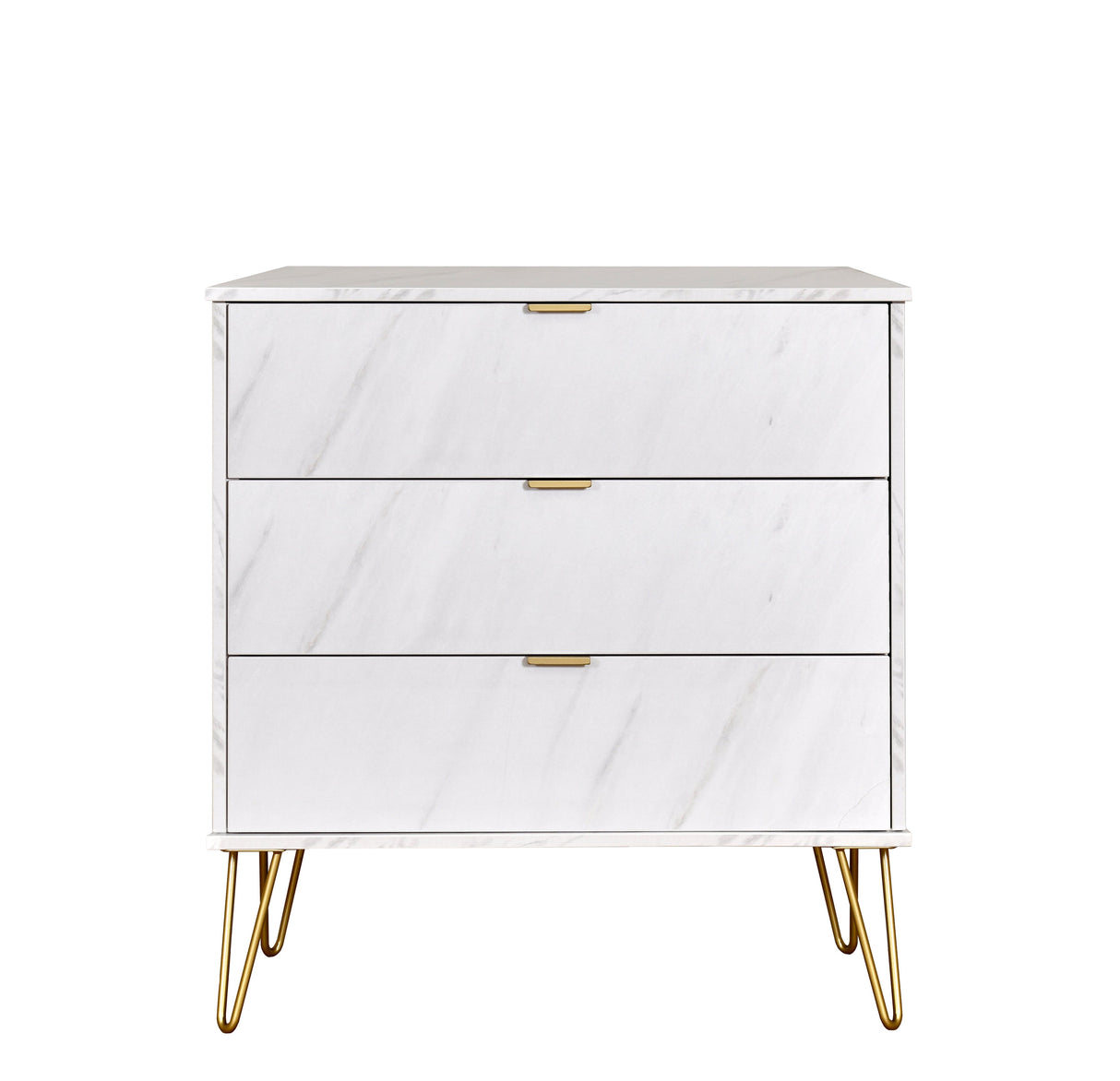 Hong Kong 3 Drawer Chest with Gold Hairpin Legs - Welcome Furniture