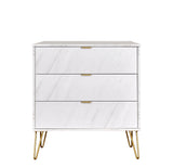 Hong Kong 3 Drawer Chest with Gold Hairpin Legs - Welcome Furniture