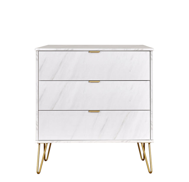 Hong Kong 3 Drawer Chest with Gold Hairpin Legs - Welcome Furniture