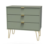 Hong Kong 3 Drawer Chest with Gold Hairpin Legs - Welcome Furniture