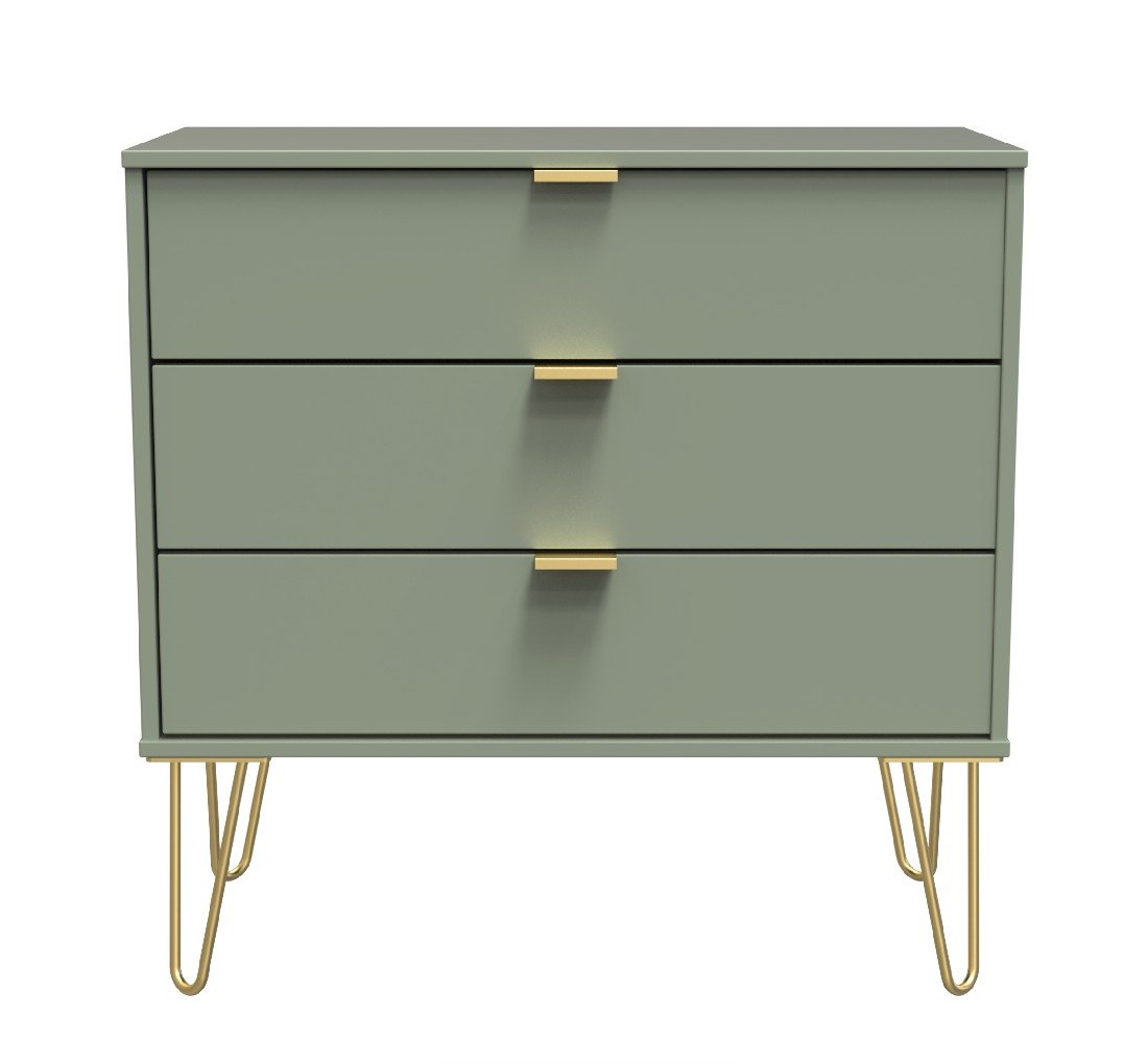 Hong Kong 3 Drawer Chest with Gold Hairpin Legs - Welcome Furniture