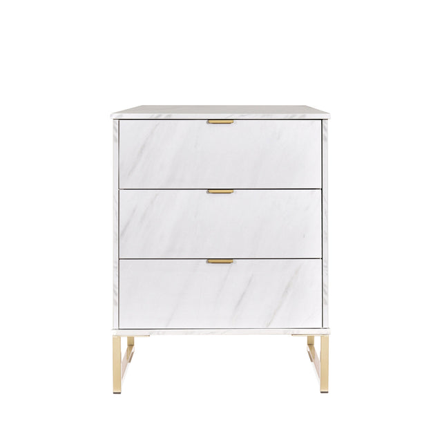 Hong Kong 3 Drawer Midi Chest with Gold Frame Legs - Welcome Furniture