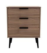 Hong Kong 3 Drawer Midi Chest with Scandinavian Dark Legs - Welcome Furniture