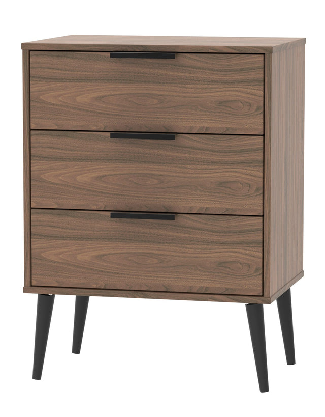 Hong Kong 3 Drawer Midi Chest with Scandinavian Dark Legs - Welcome Furniture