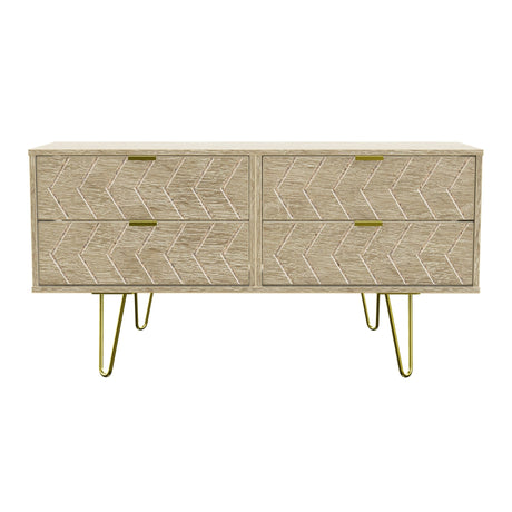 Hong Kong 4 Drawer Bed Box with Gold Hairpin Legs - Welcome Furniture