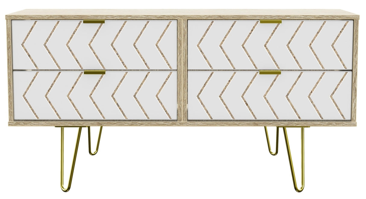 Hong Kong 4 Drawer Bed Box with Gold Hairpin Legs - Welcome Furniture