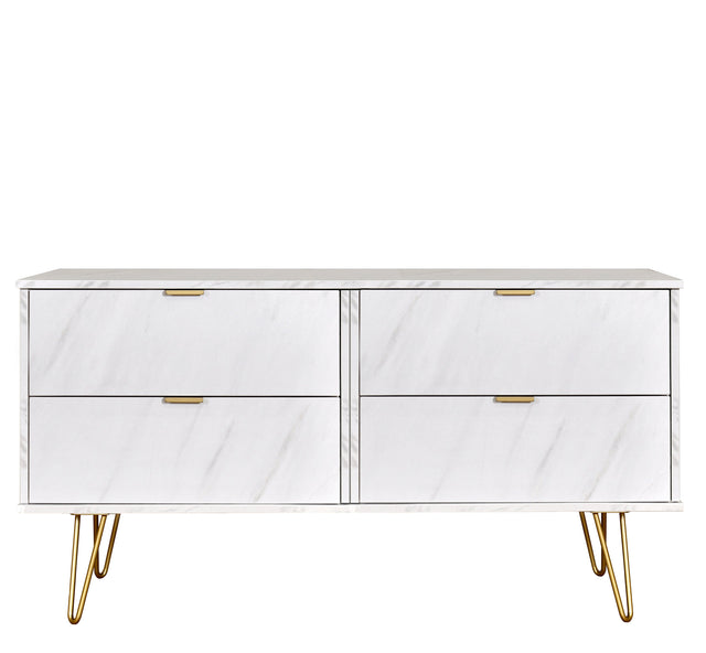 Hong Kong 4 Drawer Bed Box with Gold Hairpin Legs - Welcome Furniture