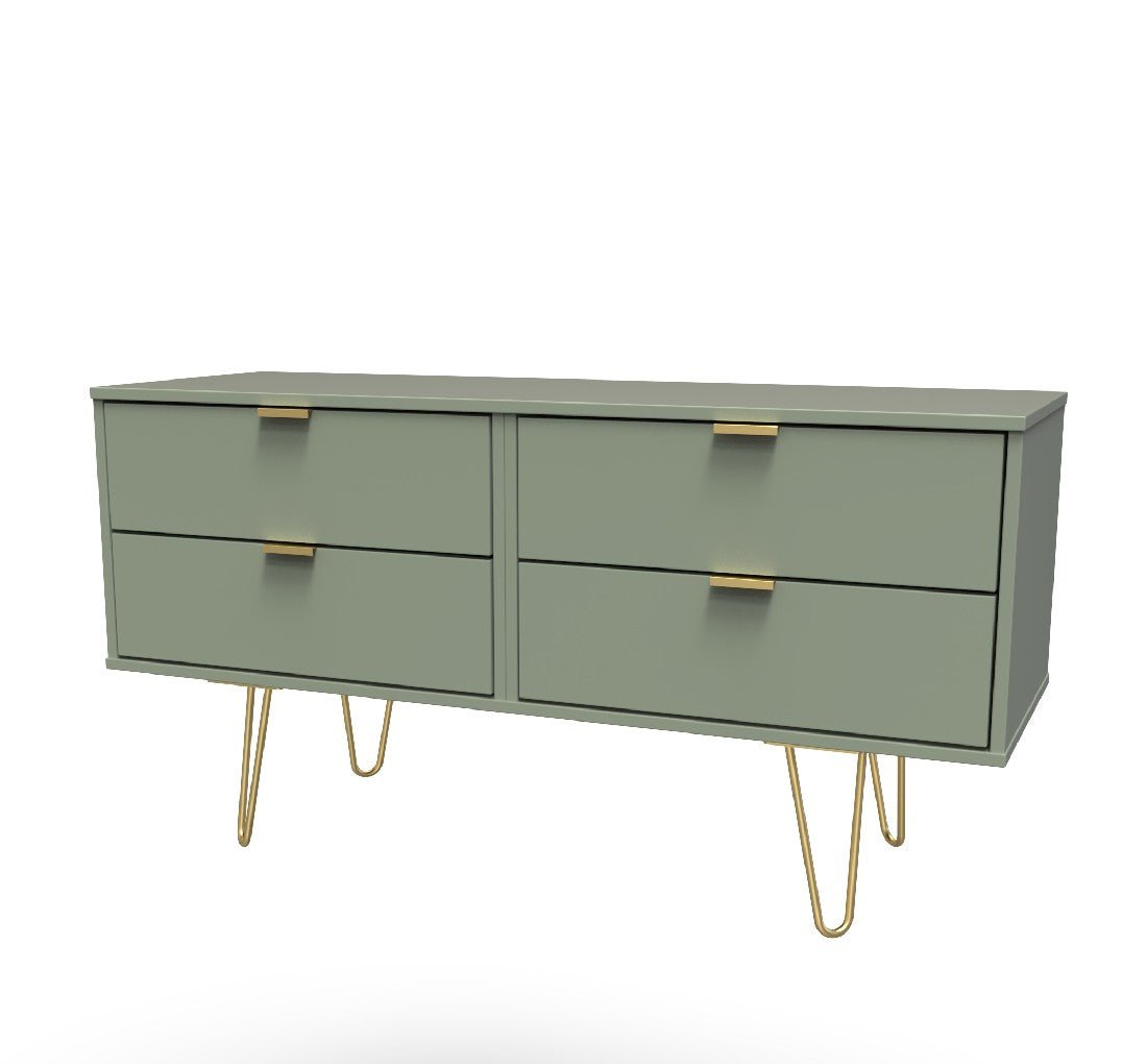 Hong Kong 4 Drawer Bed Box with Gold Hairpin Legs - Welcome Furniture