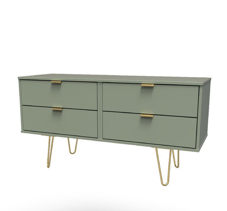 Hong Kong 4 Drawer Bed Box with Gold Hairpin Legs - Welcome Furniture