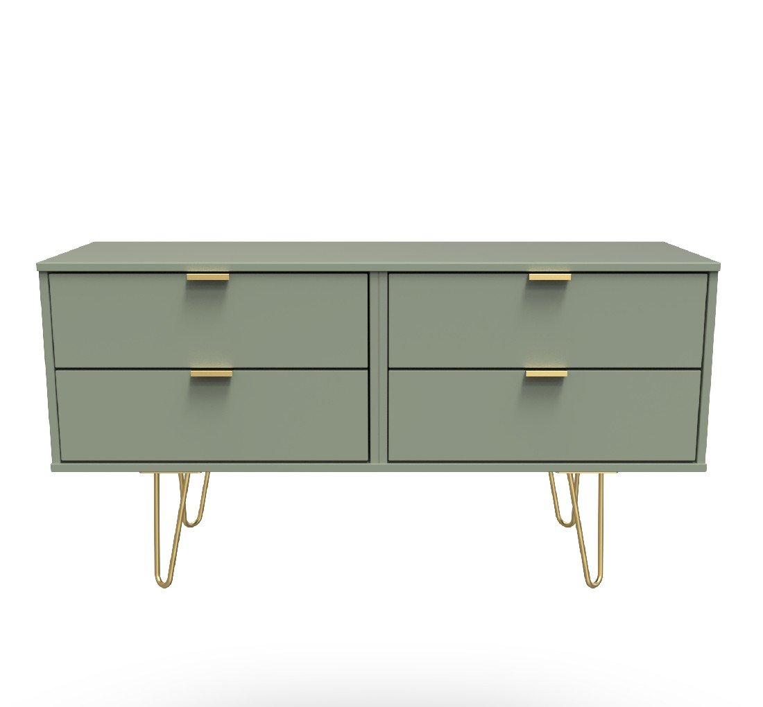 Hong Kong 4 Drawer Bed Box with Gold Hairpin Legs - Welcome Furniture