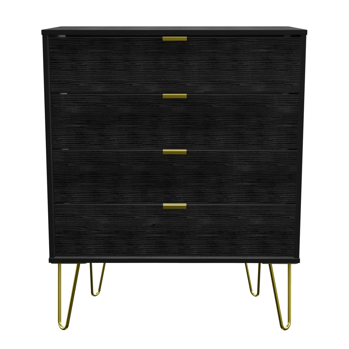 Hong Kong 4 Drawer Chest with Gold Hairpin Legs - Welcome Furniture