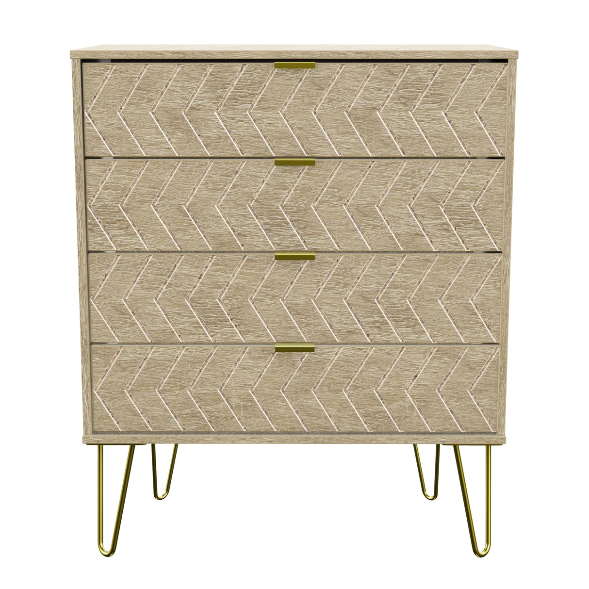 Hong Kong 4 Drawer Chest with Gold Hairpin Legs - Welcome Furniture