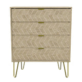 Hong Kong 4 Drawer Chest with Gold Hairpin Legs - Welcome Furniture