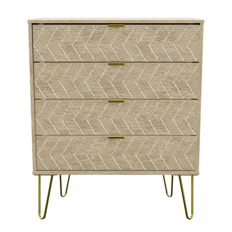 Hong Kong 4 Drawer Chest with Gold Hairpin Legs - Welcome Furniture