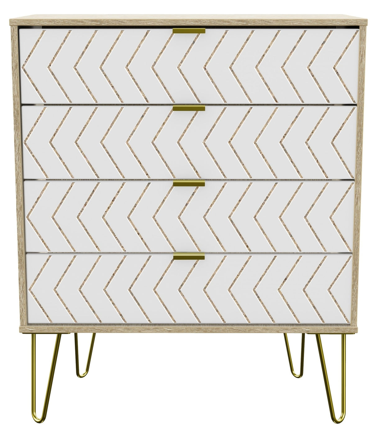 Hong Kong 4 Drawer Chest with Gold Hairpin Legs - Welcome Furniture