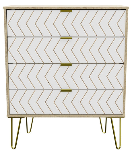 Hong Kong 4 Drawer Chest with Gold Hairpin Legs - Welcome Furniture