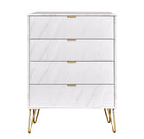 Hong Kong 4 Drawer Chest with Gold Hairpin Legs - Welcome Furniture