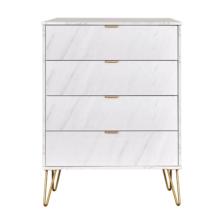 Hong Kong 4 Drawer Chest with Gold Hairpin Legs - Welcome Furniture
