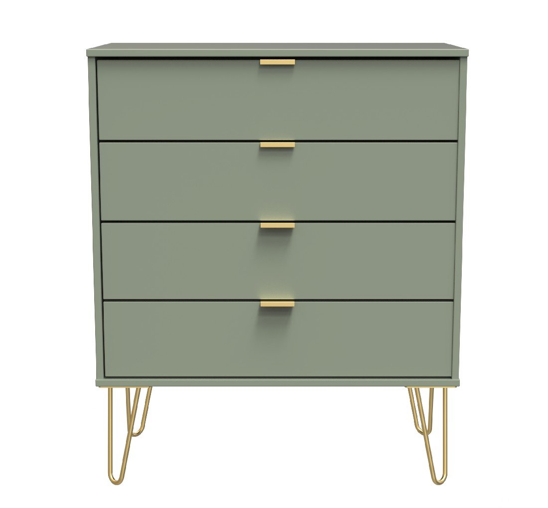 Hong Kong 4 Drawer Chest with Gold Hairpin Legs - Welcome Furniture