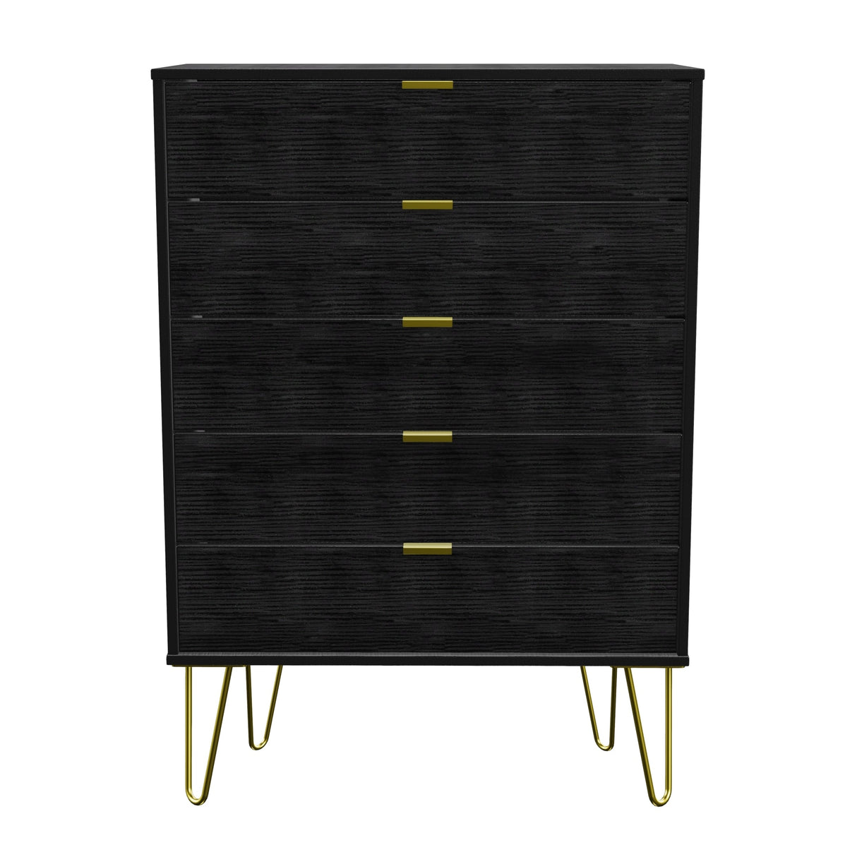 Hong Kong 5 Drawer Chest with Gold Hairpin Legs - Welcome Furniture