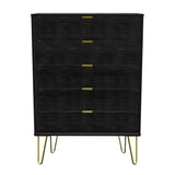 Hong Kong 5 Drawer Chest with Gold Hairpin Legs - Welcome Furniture