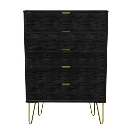 Hong Kong 5 Drawer Chest with Gold Hairpin Legs - Welcome Furniture