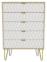 Hong Kong 5 Drawer Chest with Gold Hairpin Legs - Welcome Furniture