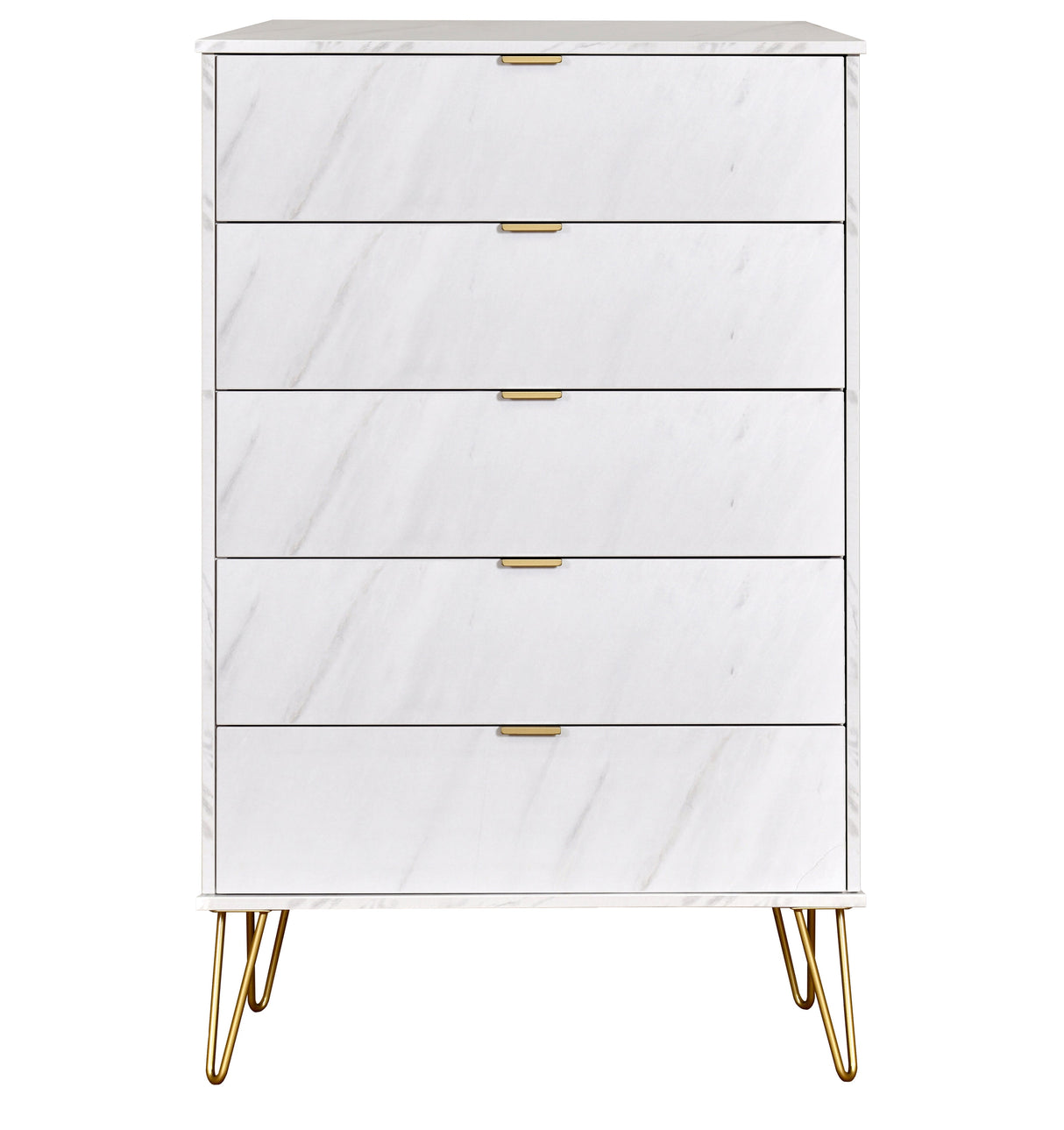 Hong Kong 5 Drawer Chest with Gold Hairpin Legs - Welcome Furniture