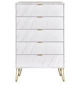 Hong Kong 5 Drawer Chest with Gold Hairpin Legs - Welcome Furniture