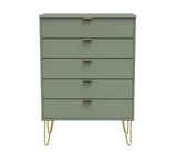 Hong Kong 5 Drawer Chest with Gold Hairpin Legs - Welcome Furniture