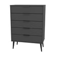 Hong Kong 5 Drawer Chest with Scandinavian Dark Legs - Welcome Furniture