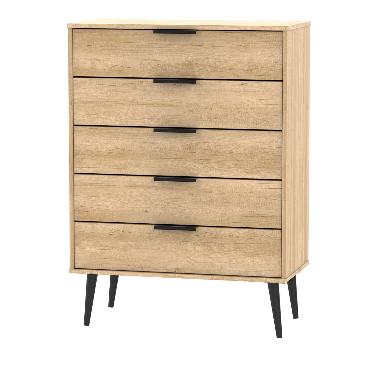 Hong Kong 5 Drawer Chest with Scandinavian Dark Legs - Welcome Furniture