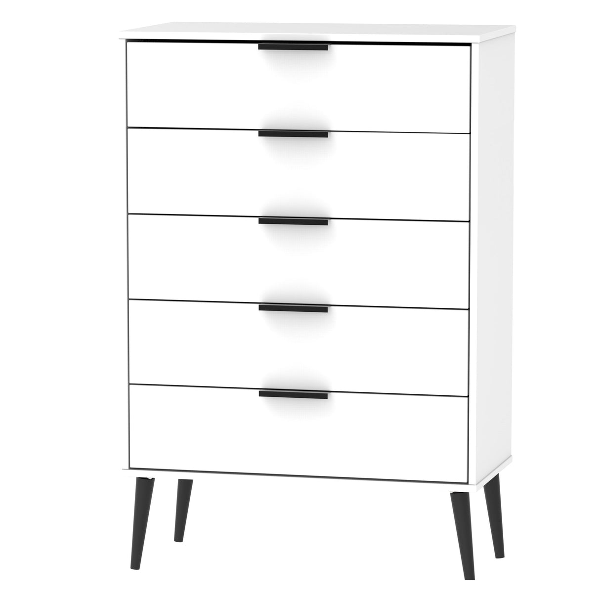 Hong Kong 5 Drawer Chest with Scandinavian Dark Legs - Welcome Furniture